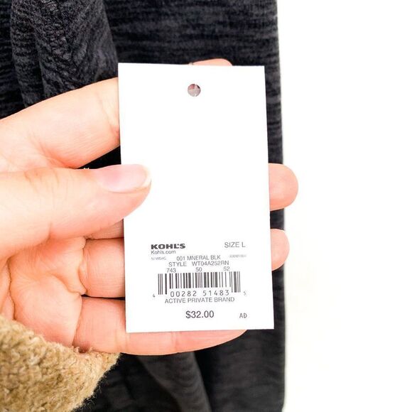 NWT Tek Gear Dark Gray Marled Fleece Quarter Zip - Picture 4 of 7